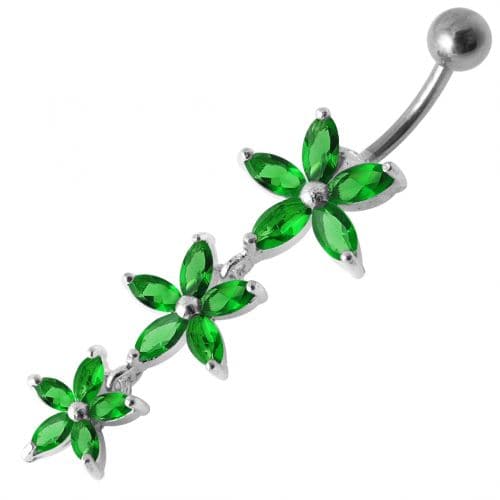 Flower Trio Dangling Belly Ring - Monster Piercing