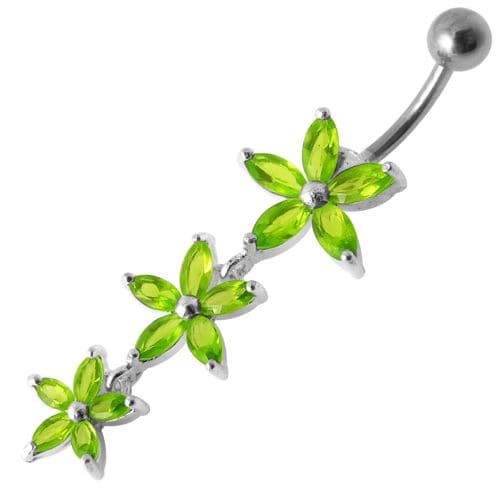 Flower Trio Dangling Belly Ring - Monster Piercing