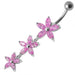 Flower Trio Dangling Belly Ring - Monster Piercing