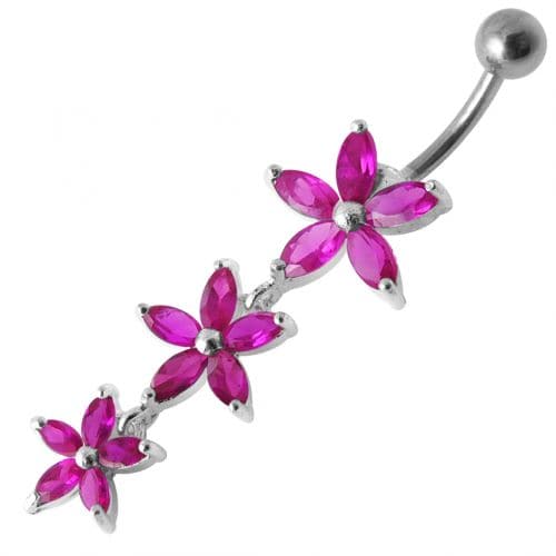 Flower Trio Dangling Belly Ring - Monster Piercing