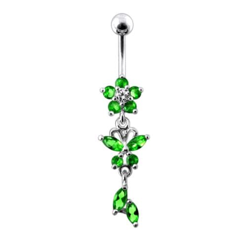 Flower & Butterfly Dangling Belly Ring - Monster Piercing