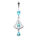 14G Jeweled Silver Dangling Navel Belly Ring - Monster Piercing