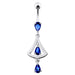 14G Jeweled Silver Dangling Navel Belly Ring - Monster Piercing