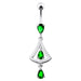 14G Jeweled Silver Dangling Navel Belly Ring - Monster Piercing