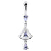 14G Jeweled Silver Dangling Navel Belly Ring - Monster Piercing