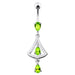 14G Jeweled Silver Dangling Navel Belly Ring - Monster Piercing