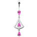 14G Jeweled Silver Dangling Navel Belly Ring - Monster Piercing