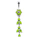 Silver Jeweled Dangling Banana Bar Navel Belly Ring - Monster Piercing