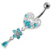 Jeweled Heart Dangling Navel Belly Ring - Monster Piercing