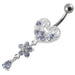 Jeweled Heart Dangling Navel Belly Ring - Monster Piercing