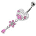 Jeweled Heart Dangling Navel Belly Ring - Monster Piercing