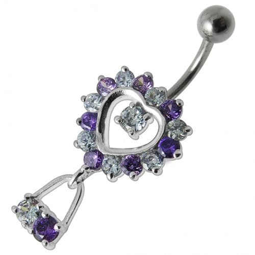 Jeweled Silver Dangling Belly Navel Ring - Monster Piercing