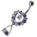 Jeweled Silver Dangling Belly Navel Ring - Monster Piercing