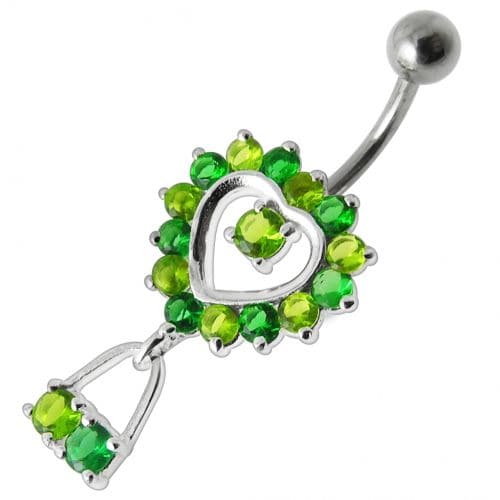 Jeweled Silver Dangling Belly Navel Ring - Monster Piercing