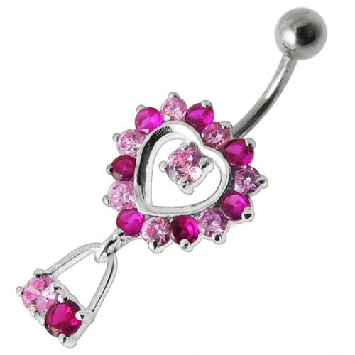 Jeweled Silver Dangling Belly Navel Ring - Monster Piercing