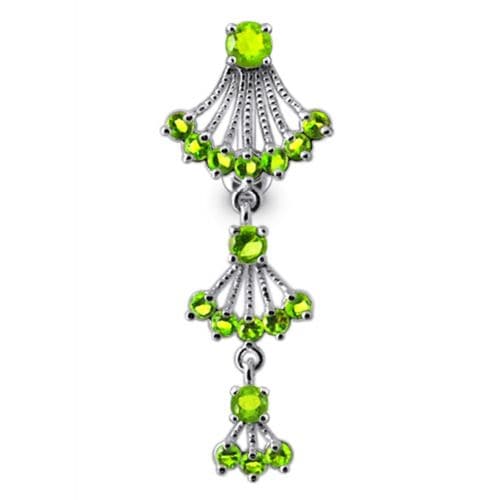 Jeweled Dangling Reverse Bar Belly Ring - Monster Piercing