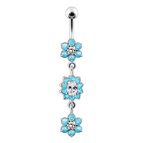 Multi  Jeweled Dangling Body Jewelry Belly Ring - Monster Piercing