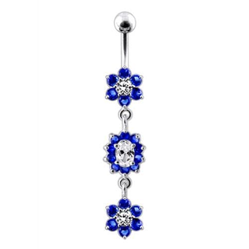 Multi  Jeweled Dangling Body Jewelry Belly Ring - Monster Piercing