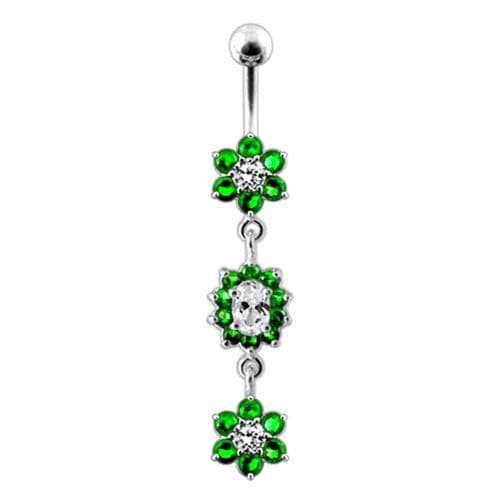 Multi  Jeweled Dangling Body Jewelry Belly Ring - Monster Piercing