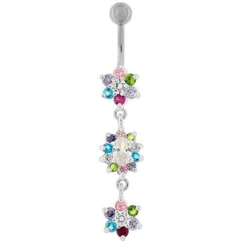 Multi  Jeweled Dangling Body Jewelry Belly Ring - Monster Piercing