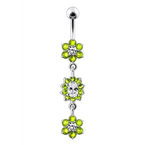 Multi  Jeweled Dangling Body Jewelry Belly Ring - Monster Piercing