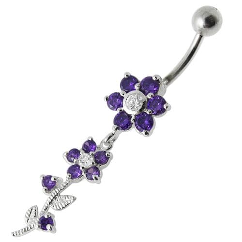 Dangling Flower Navel Belly Ring - Monster Piercing