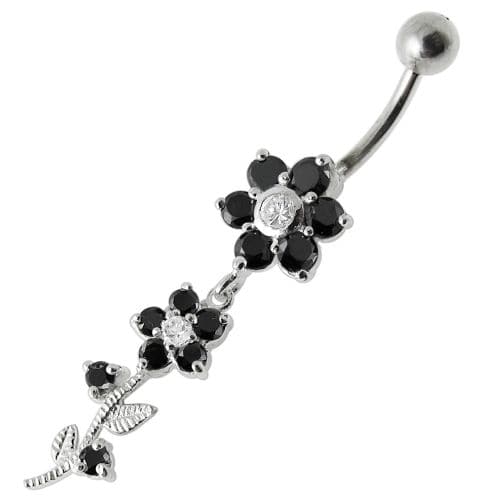 Dangling Flower Navel Belly Ring - Monster Piercing