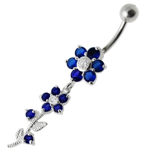 Dangling Flower Navel Belly Ring - Monster Piercing