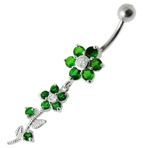 Dangling Flower Navel Belly Ring - Monster Piercing