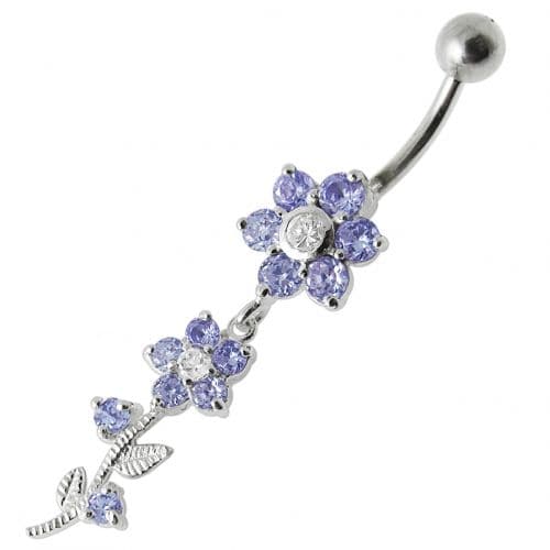 Dangling Flower Navel Belly Ring - Monster Piercing