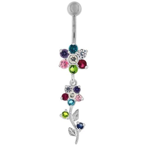 Dangling Flower Navel Belly Ring - Monster Piercing