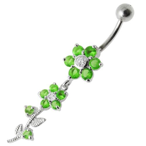 Dangling Flower Navel Belly Ring - Monster Piercing