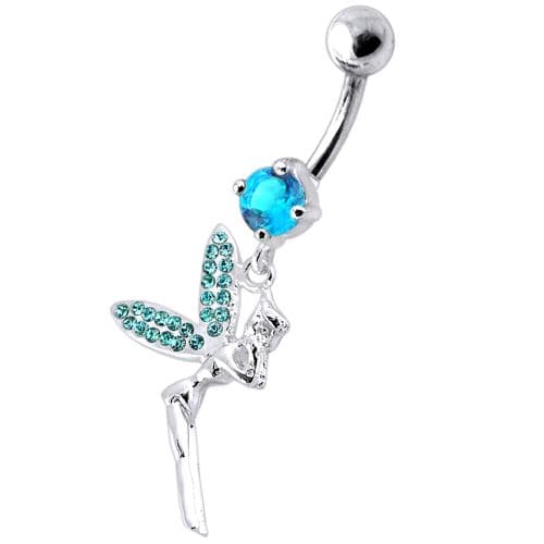 Fancy Angel Shapped Dangling jeweled Belly Ring - Monster Piercing