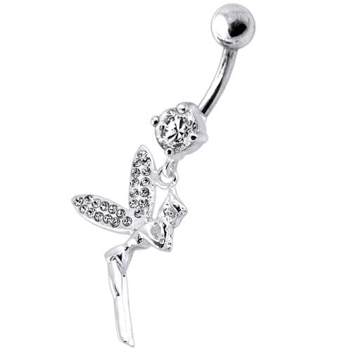 Fancy Angel Shapped Dangling jeweled Belly Ring - Monster Piercing