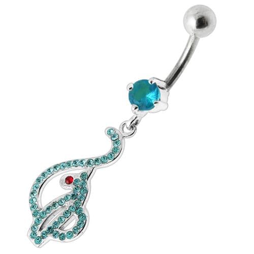 Baby Phat Dangling Jeweled Belly Ring - Monster Piercing