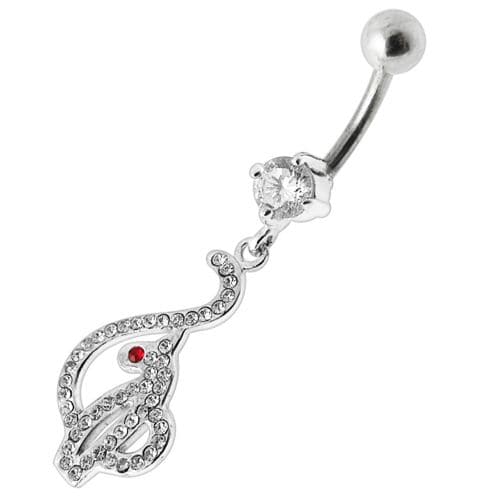 Baby Phat Dangling Jeweled Belly Ring - Monster Piercing