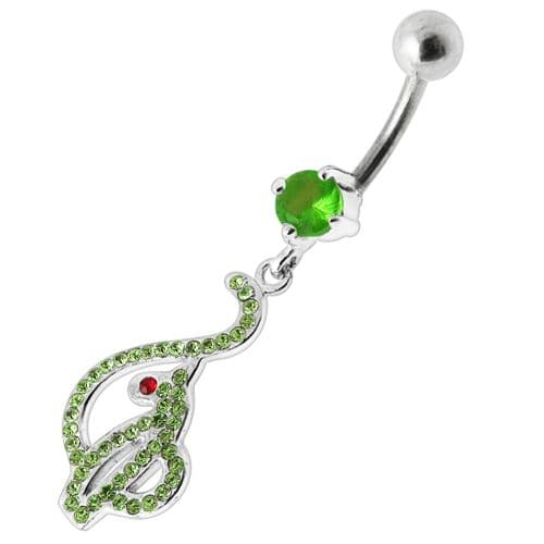 Baby Phat Dangling Jeweled Belly Ring - Monster Piercing