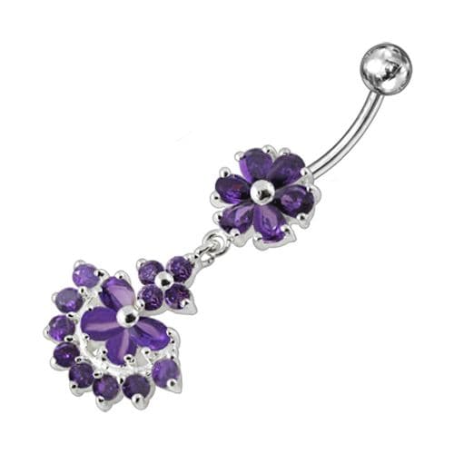 Dangling Flower Belly Bar - Monster Piercing