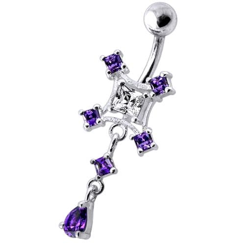 Multi Jeweled With Single Stone Studded Belly Ring - Monster Piercing