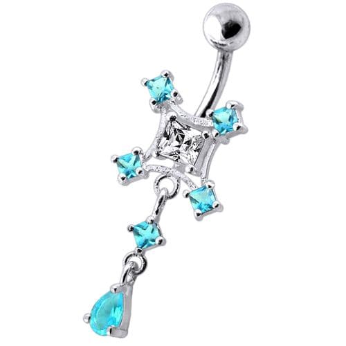 Multi Jeweled With Single Stone Studded Belly Ring - Monster Piercing