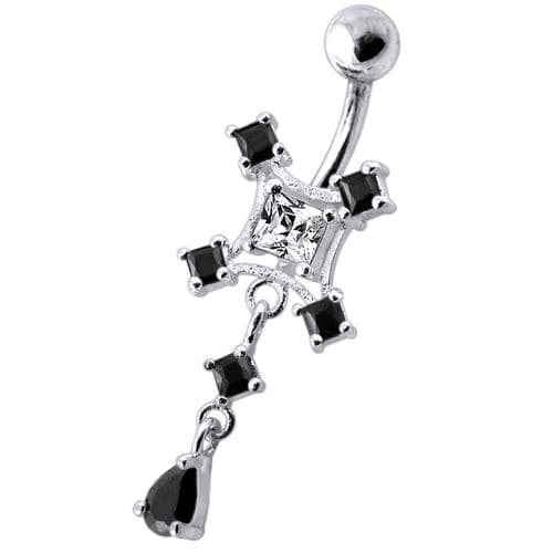 Multi Jeweled With Single Stone Studded Belly Ring - Monster Piercing