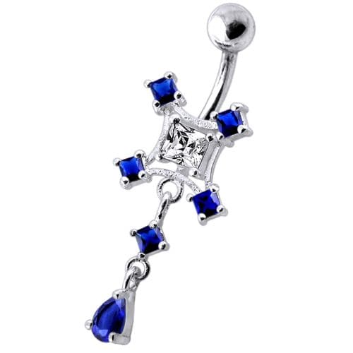 Multi Jeweled With Single Stone Studded Belly Ring - Monster Piercing