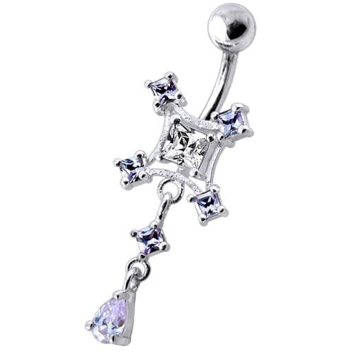 Multi Jeweled With Single Stone Studded Belly Ring - Monster Piercing