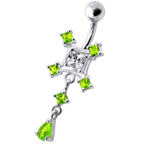 Multi Jeweled With Single Stone Studded Belly Ring - Monster Piercing