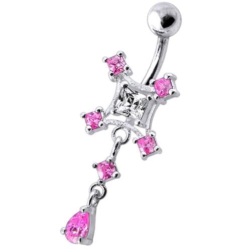 Multi Jeweled With Single Stone Studded Belly Ring - Monster Piercing