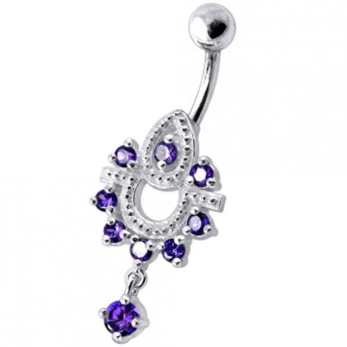 Dangling Frog Jeweled SS Curved Bar Belly Ring Body Jewelry - Monster Piercing