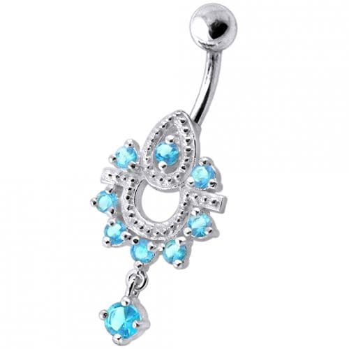 Dangling Frog Jeweled SS Curved Bar Belly Ring Body Jewelry - Monster Piercing