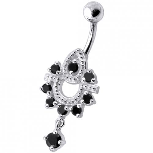 Dangling Frog Jeweled SS Curved Bar Belly Ring Body Jewelry - Monster Piercing