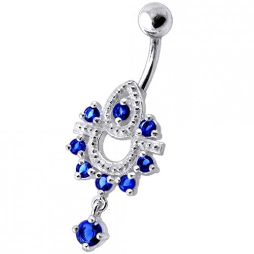 Dangling Frog Jeweled SS Curved Bar Belly Ring Body Jewelry - Monster Piercing