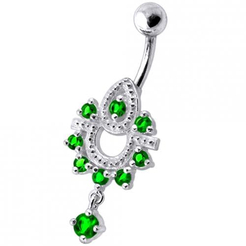 Dangling Frog Jeweled SS Curved Bar Belly Ring Body Jewelry - Monster Piercing